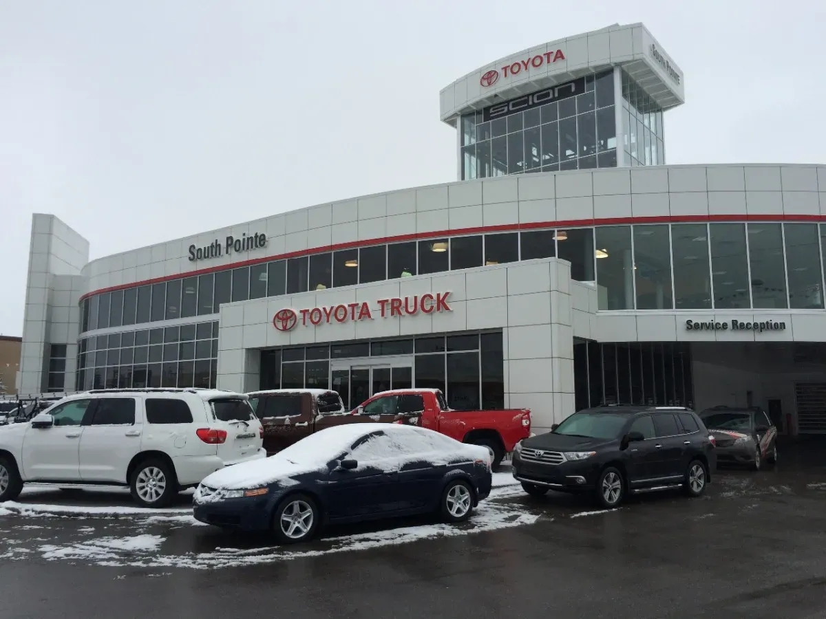 Commercial building after window cleaning in Calgary.